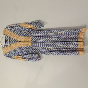 J Crew Dress Midi‎ Block Print 3/4 Sleeve size XS